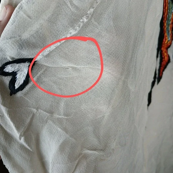 Vintage Collection Embroidered Beaded Boho Cream Rainbow Tunic Top Women Medium - Picture 4 of 10